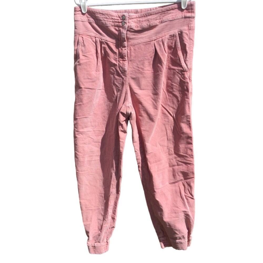 Anthropologie high rise jogger pants women M pink boho fairy cotton barrel leg